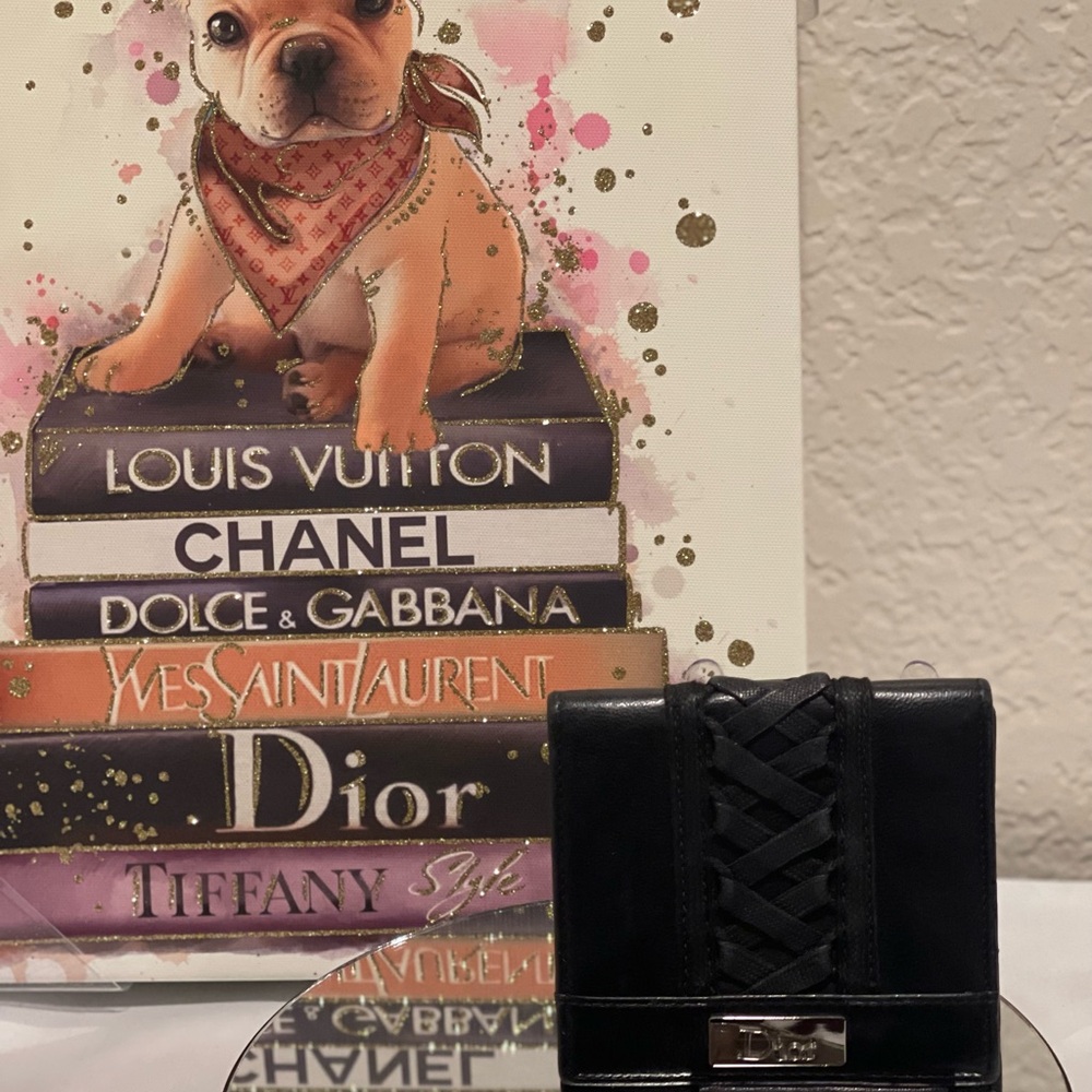 Christian Dior EUC Vntg Ballet Corset Bifold Black Leather Compact Wallet (W138) - Picture 10 of 13
